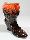 Victorian Ceramic Vase Boot Shoe Brown Orange