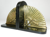 Brass Fan Bookends Hollywood Regency Spain