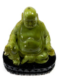 Vintage Sitting Buddha On Lotus Flower Jade Color