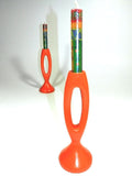 Candle Holders Taper Candlesticks Orange Metal Pair