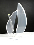 Lucite Acrylic Sailboat Sculpture Signed