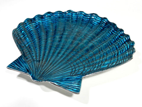 New Shell Scallop Bowl Serving Plate Ocean Blue Aluminum