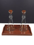 Carafe Barware Set Teak Tray Modern
