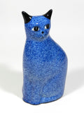 Cat Figurine Porcelain Cobalt Blue