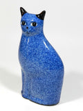 Cat Figurine Porcelain Cobalt Blue