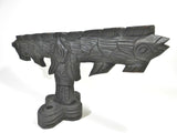 Vintage Medieval Gothic Candle Holder Hand Carved Wood