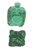 Vintage Bohemian Czech Malachite Jade Glass Perfume Bottle