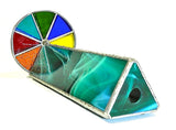 Vintage Stained Glass Kaleidoscope Double Wheel 1970's
