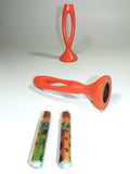 Candle Holders Taper Candlesticks Orange Metal Pair