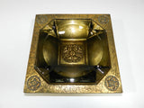 Vintage Toleware Ashtray Gold Gilt Medallion
