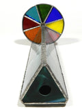 Vintage Stained Glass Kaleidoscope Double Wheel 1970's