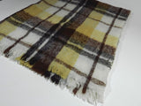 Vintage Woven Mohair Wool Blanket With Fringe Handmade Plaid Design Multi Colors White Light Brown Deep Brown Mustard Yellow Stadium Throw Blankets Home Decor 