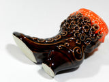 Victorian Ceramic Vase Boot Shoe Brown Orange