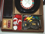 Vintage Gaming Set Attache Case Roulette Chess Dominos Cribbage Backgammon