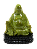 Vintage Sitting Buddha On Lotus Flower Jade Color