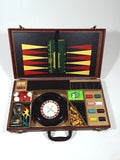 Vintage Gaming Set Attache Case Roulette Chess Dominos Cribbage Backgammon