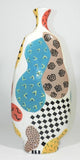 Modern Contemporary Art Vase Artist Signed LOI Glazed Ceramic Vase Handmade Hand Painted Multi Color Raised Texture Abstract Design Large Vessel Vase Point Of Interest Home Office Decor Mid Century Modern Contemporary Abstract Ceramic Vase Shaped Vessel Art Collectible Collectable Tabletop Table Art Geometric Art Vase 