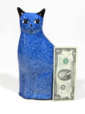 Cat Figurine Porcelain Cobalt Blue