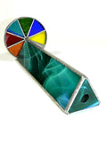 Vintage Stained Glass Kaleidoscope Double Wheel 1970's