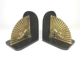 Brass Fan Bookends Hollywood Regency Spain