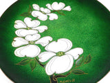Enamel On Flower Plate Signed Margaret Ratcliff