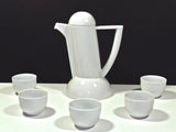 Vintage Mid Century Modern White Porcelain Designer Arzberg Teapot MCM Arzberg Teapot Set Five White Teacups Coffee Espresso Cup Demitasse Tea Set Modern Design Vintage Tea Set Atomic Space Age Design Teapot Tea Cup Set Art Deco White Ceramic Coffee Or Teapot & Teacups Demitasse Coffee Cups Movie Prop Man Cave She Shed