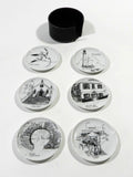 Cocktail Coaster Caddy Set Of 6 Barware