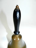 School Bell Brass Hand Held Wood Handle Antique Town Crier
