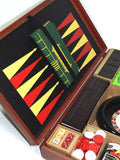 Vintage Gaming Set Attache Case Roulette Chess Dominos Cribbage Backgammon