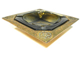 Vintage Toleware Ashtray Gold Gilt Medallion