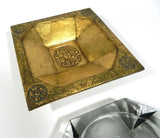 Vintage Toleware Ashtray Gold Gilt Medallion