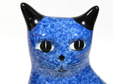 Cat Figurine Porcelain Cobalt Blue