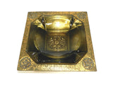 Vintage Toleware Ashtray Gold Gilt Medallion