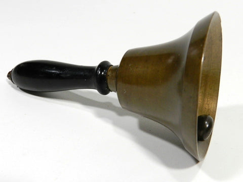 VINTAGE SMALL BELL WITH WOODEN HANDLE AND BRASS BOTTOM