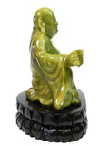 Vintage Sitting Buddha On Lotus Flower Jade Color