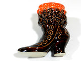 Victorian Ceramic Vase Boot Shoe Brown Orange