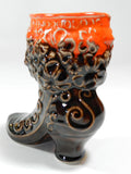 Victorian Ceramic Vase Boot Shoe Brown Orange
