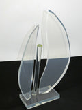 Lucite Acrylic Sailboat Sculpture Signed