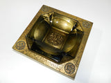 Vintage Toleware Ashtray Gold Gilt Medallion