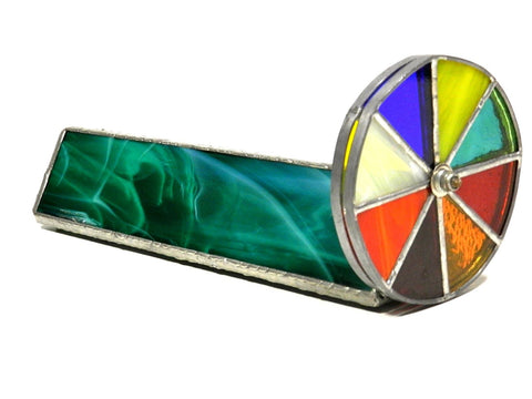 Vintage Stained Glass Kaleidoscope Double Wheel 1970's