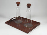 Carafe Barware Set Teak Tray Modern