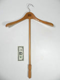 Antique Wood Hanger With Long Wood Extension Handle Natural Blonde Color Wood Hangers Stamped: Fitwell 5, C. Birnbaum Ltd Made In Germany Year 1940’s Vintage Wooden Hangers High Shelf Mall Store Display Women's Dress Suit Coat Hanger Men's Dress Shirt Hanger Tailored Clothiers Hanger High End Retail Store Movie Prop 