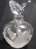 Perfume Bottle Clear Glass Etched