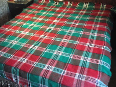 Vintage Wool Blanket Queen Plaid