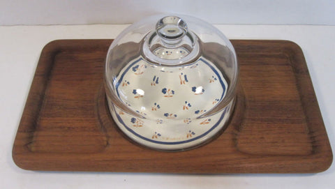Teak Tray With Glass Dome