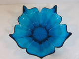 Vintage Blue Art Glass Bowl Flower
