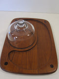 Teak Tray Glass Dome Modern