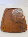 Teak Tray Glass Dome Modern