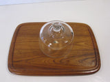 Teak Tray Glass Dome Modern