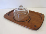 Teak Tray Glass Dome Modern
